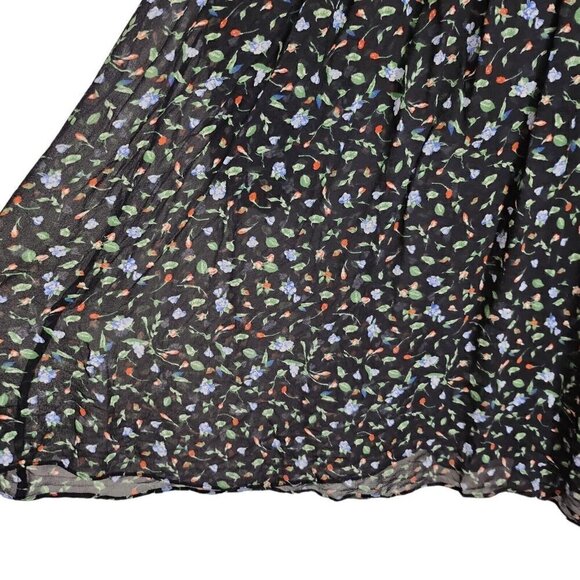 Club Monaco Taisie Mini‎ Dress 4 Black Floral Silk Sheer Button  Front Boho - Picture 8 of 15